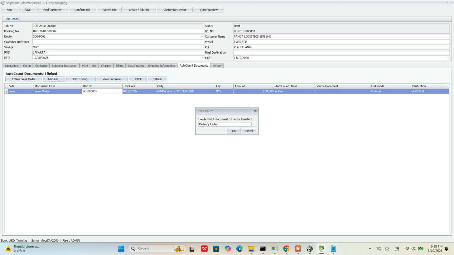 Transfer to Delivery Order